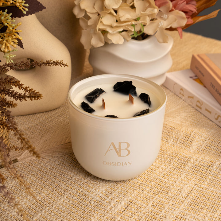 Obsidian Crystal 340g Candle