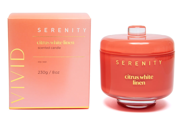 Serenity Vivid Citru White Linen Candle 230g