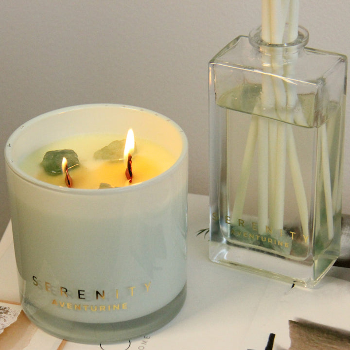 Serenity Abundance Aventurine Crystal Candle 300g
