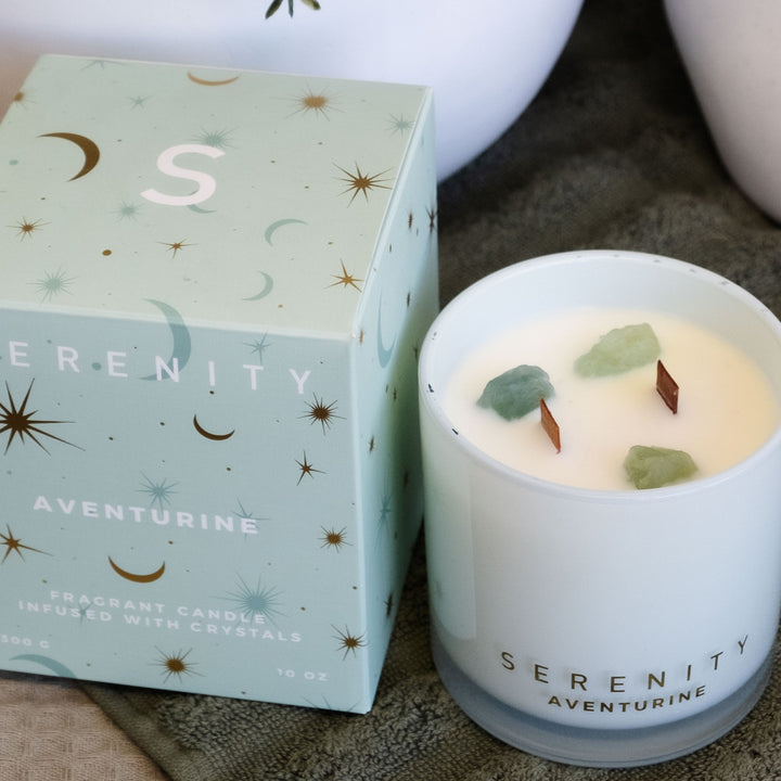 Serenity Abundance Aventurine Crystal Candle 300g