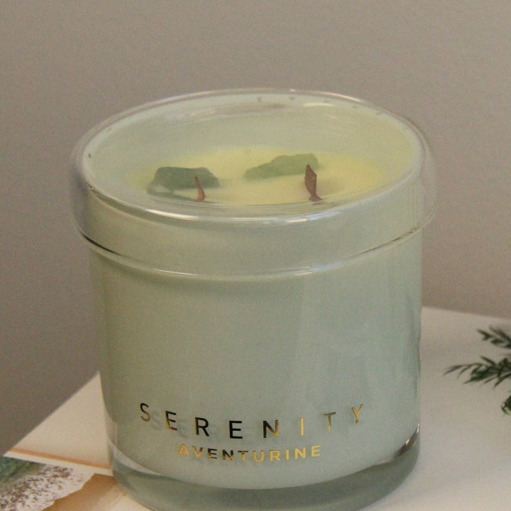 Serenity Abundance Aventurine Crystal Candle 300g