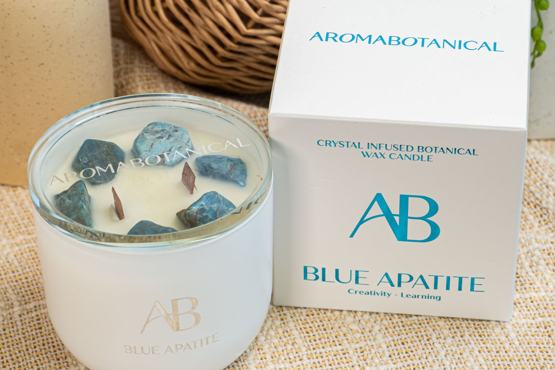 Blue Apatite Crystal 340g Candle