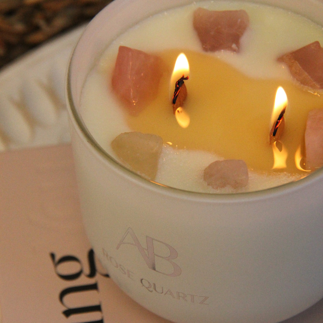 Rose Quartz Crystal 340g Candle