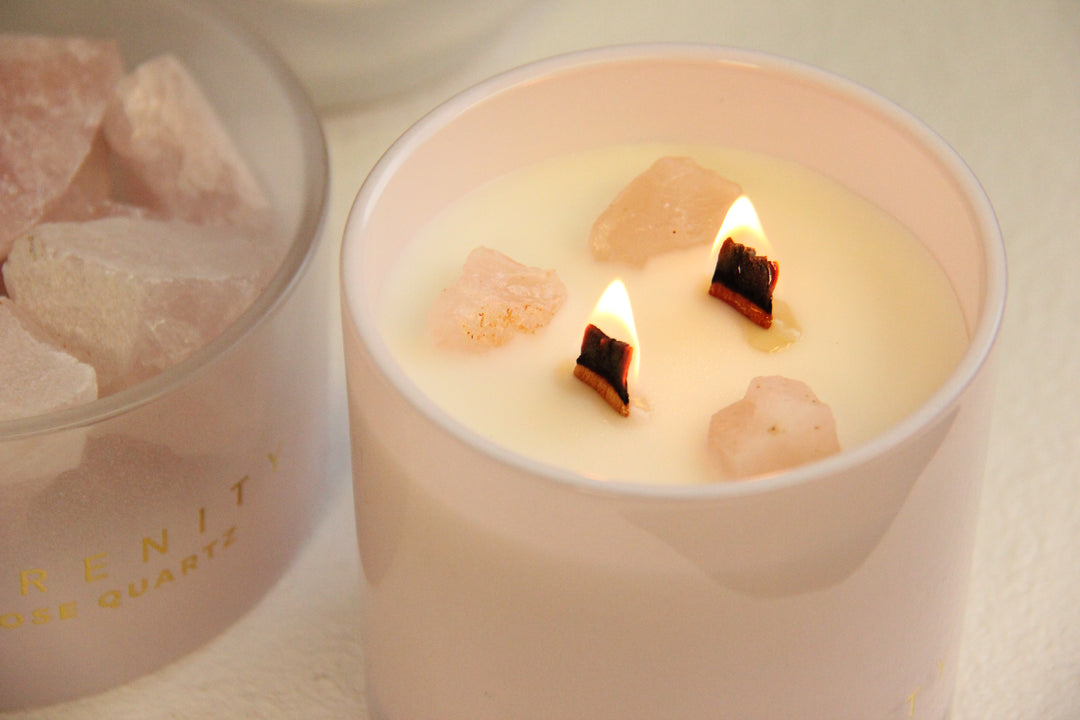 Love Rose Quartz Crystal 300g Candle