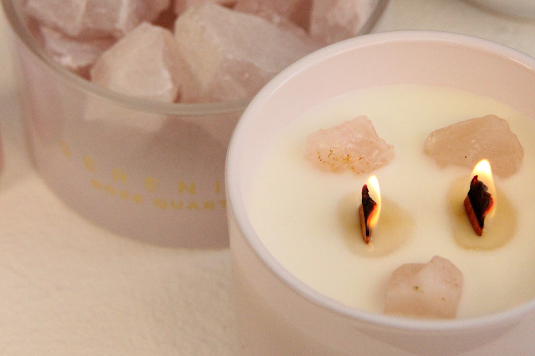 Love Rose Quartz Crystal 300g Candle