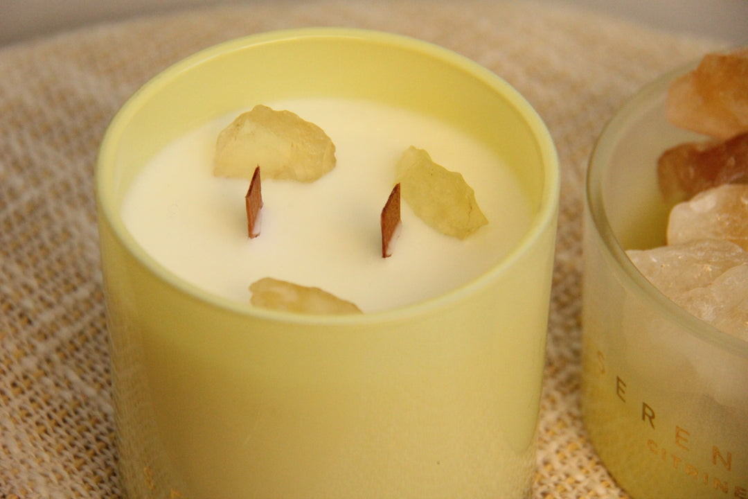 Energise Citrine Crystal 300g Candle