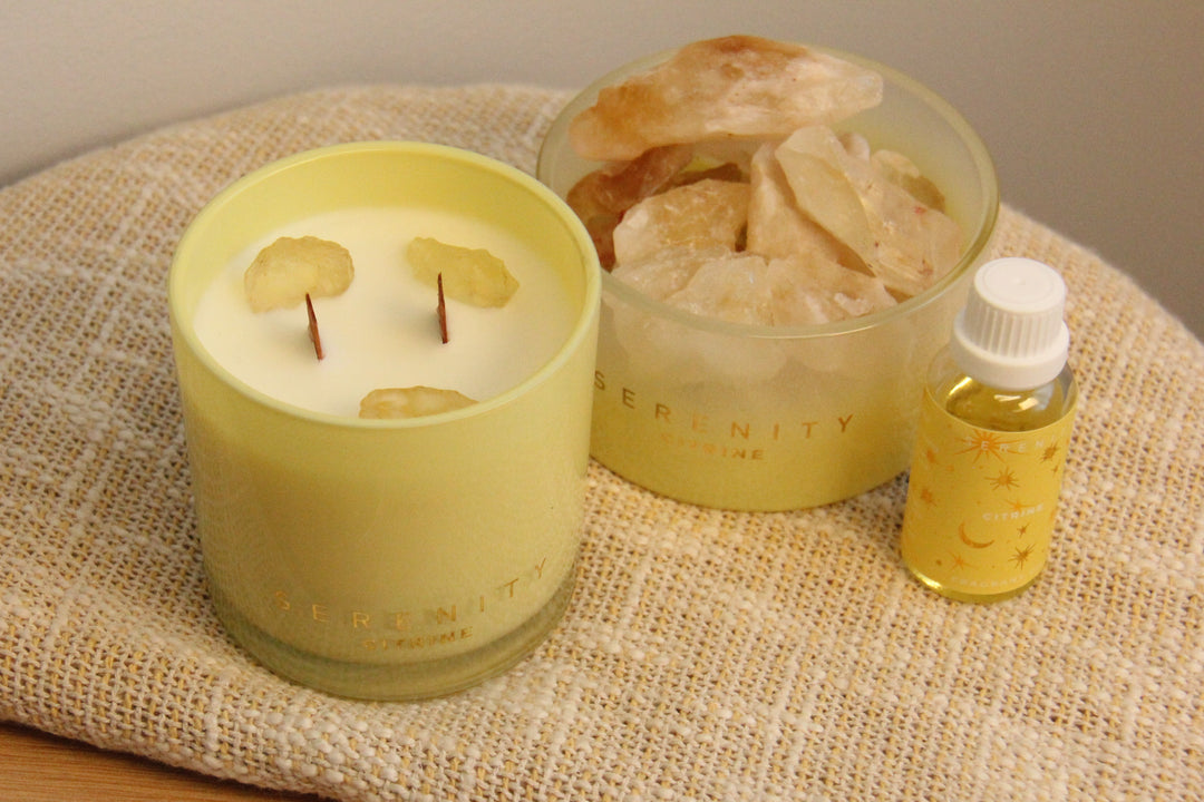 Energise Citrine Crystal 300g Candle