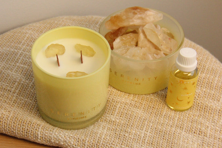 Energise Citrine Crystal 300g Candle