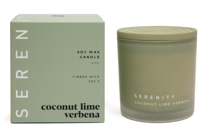 Serenity Coloured Core Coconut Lime Verbena Candle 300g