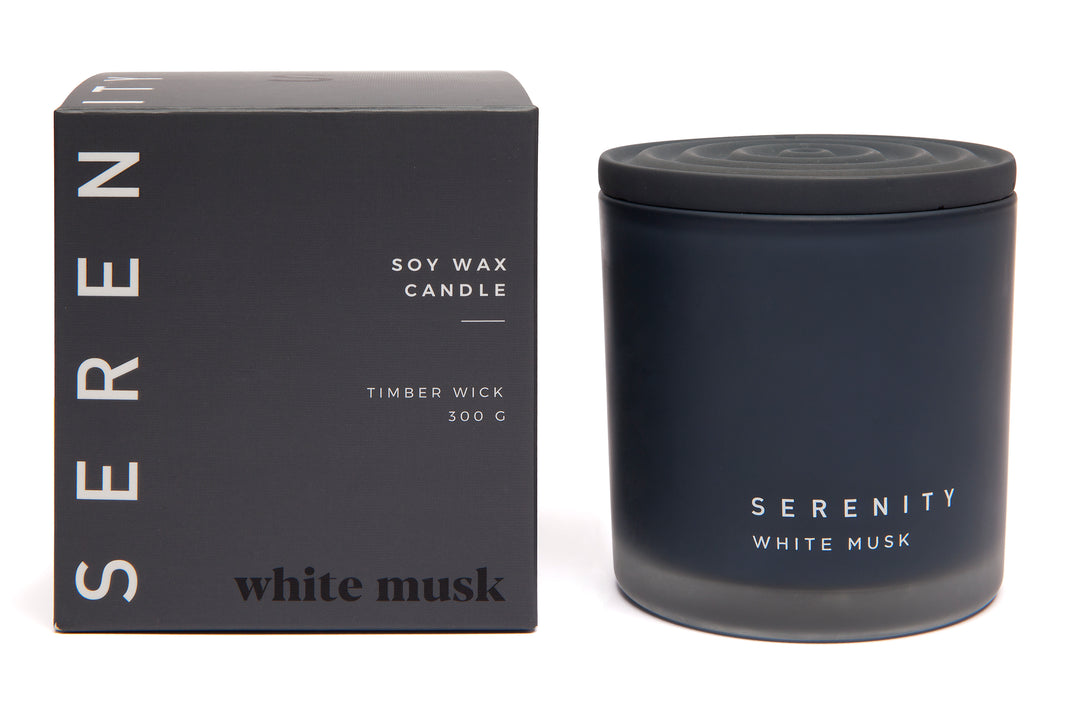 Serenity Coloured Core White Musk Candle 300g