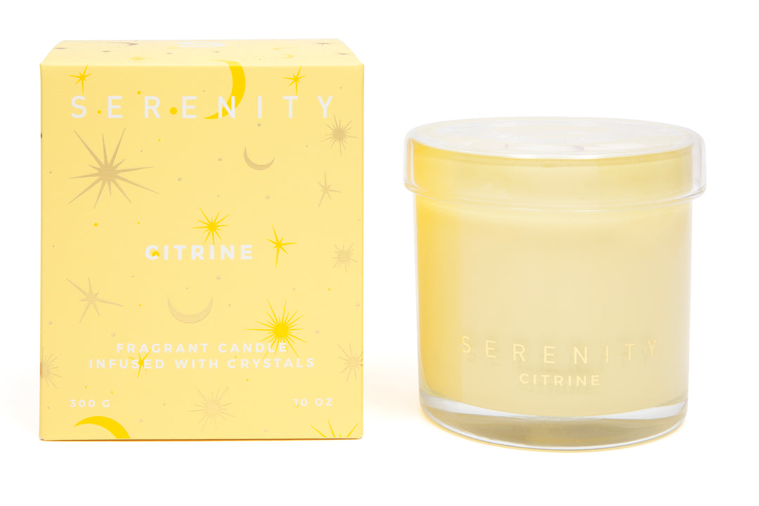 Serenity Citrine Crystal Candle 300g