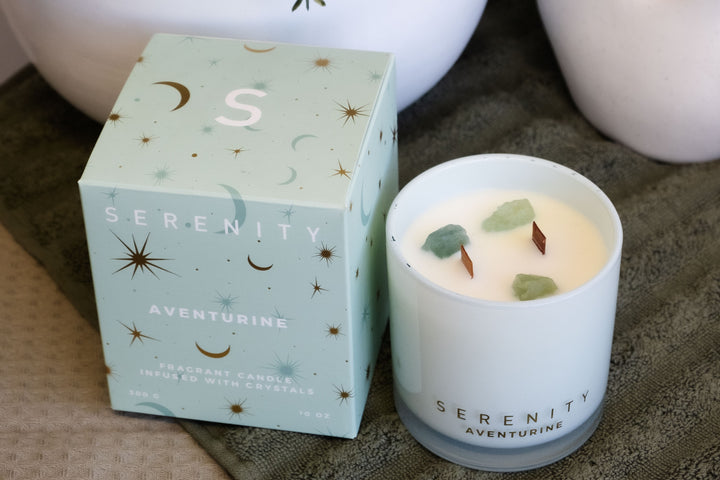 Serenity Abundance Aventurine Crystal Candle 300g