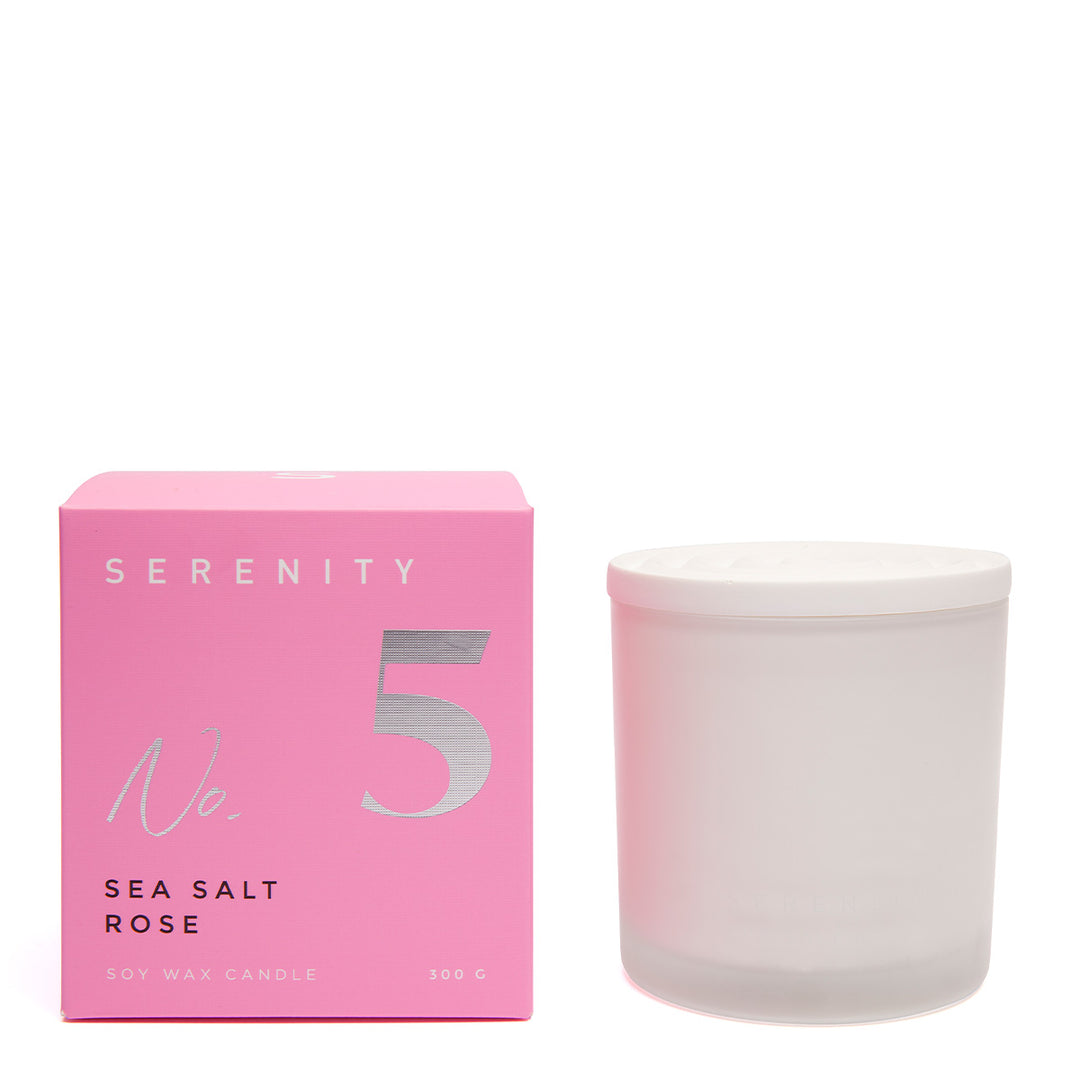 Serenity Numbered Core Sea Salt Rose Candle 300g